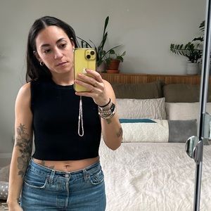 Black sculpt knit tank top